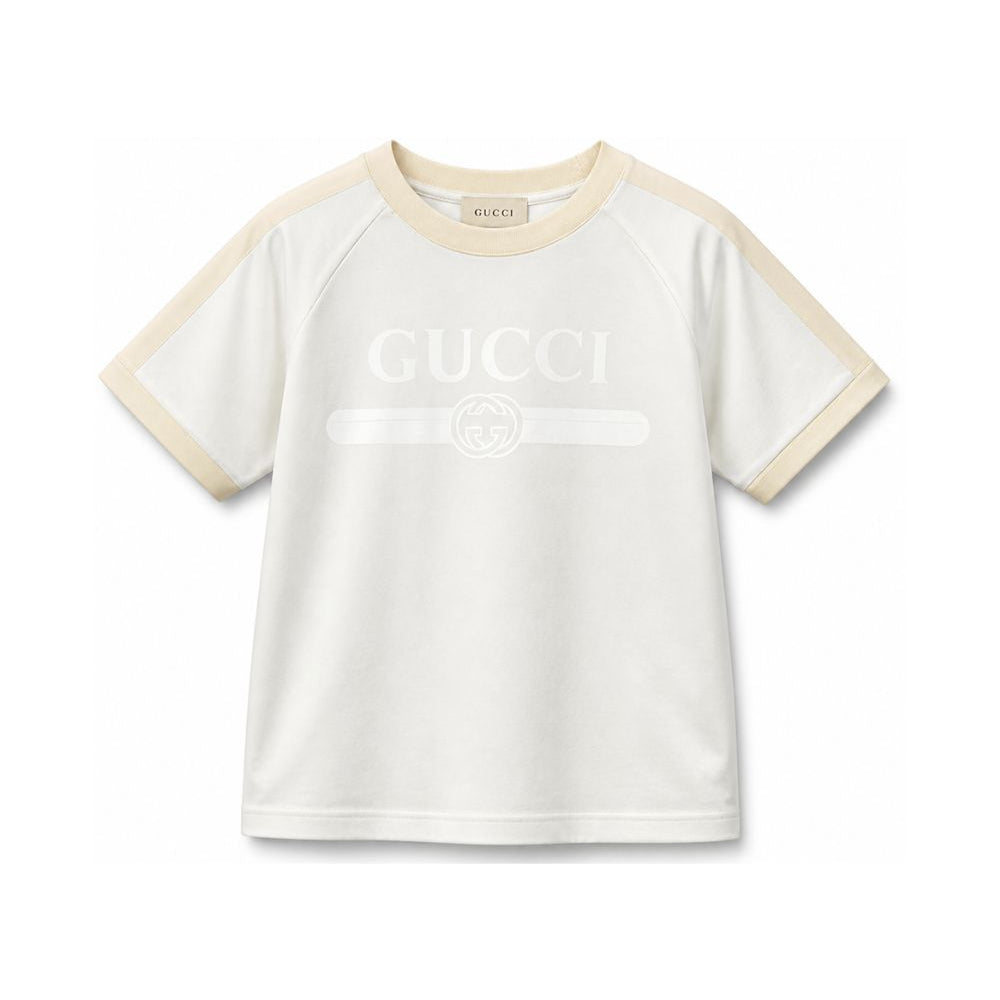 T-shirt per bambino Gucci Kids bianca con dettaglio logo sul davanti A0044YXJHW6 9043 GUCCI KIDS