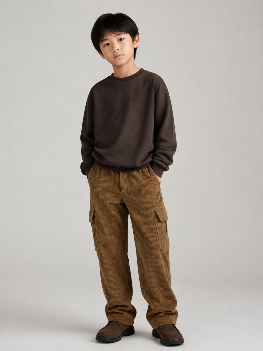 Pantaloni per bambino Herno Kids marrone con trama a coste PT000005B12913 2159 HERNO KIDS