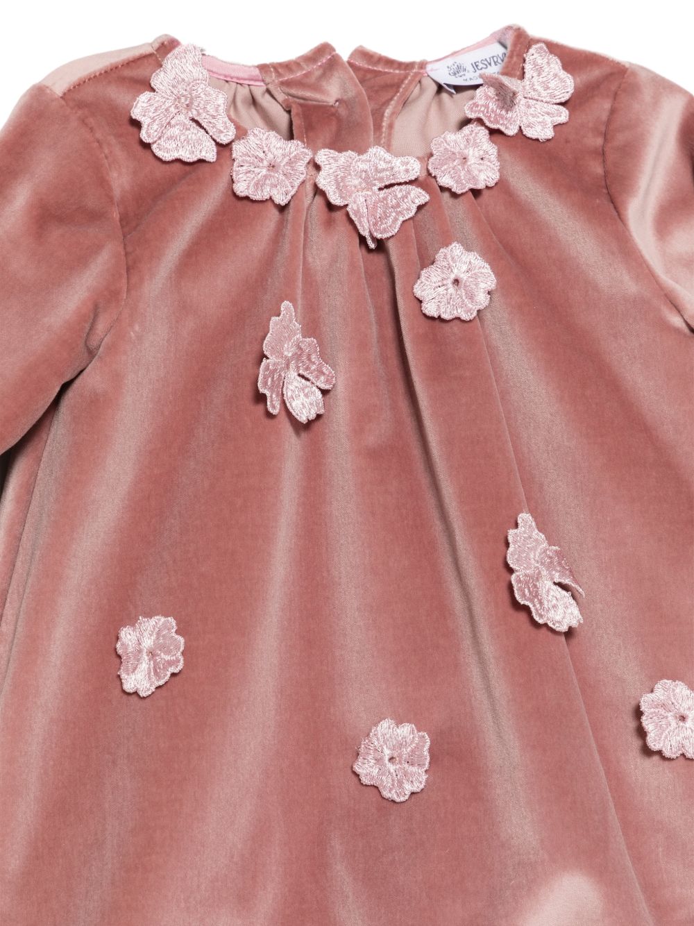 Pagliaccetto per neonata Jesurum Kids rosa in velluto applicata a fiori PICCOLA BEATRICE VAR.05 JESURUM KIDS