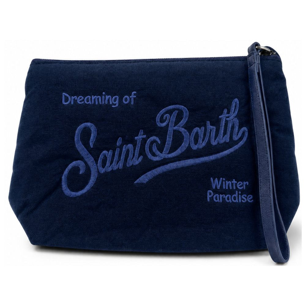 Pochette Aline Wax MC2 St. Barth blu con logo ricamato sul davanti ALI0058 00555M MC2 ST. BARTH KIDS
