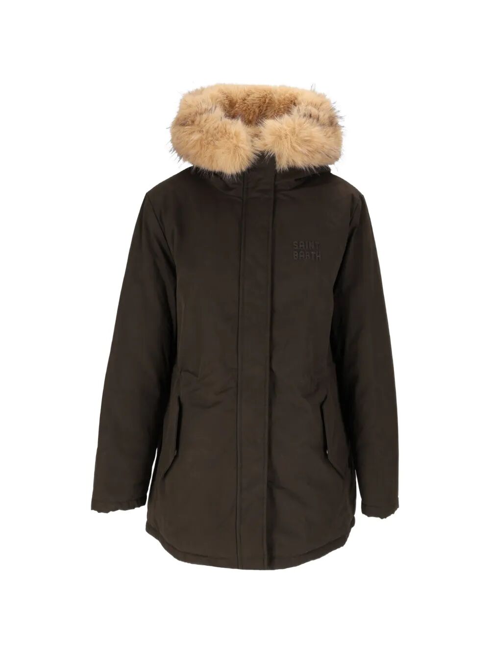 Cappotto per donna MC2 Saint Barth verde con colletto in pelliccia BNN0003 00223M MC2 ST. BARTH