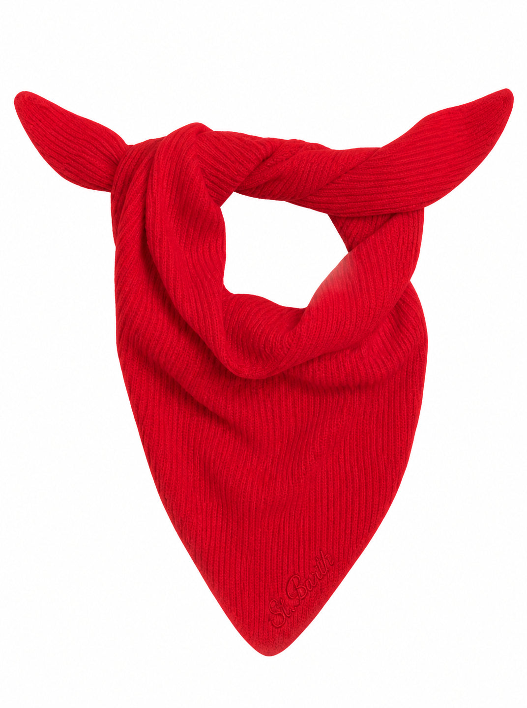 Set berretto e scaldacollo per donna MC2 St. Barth rosso con logo ricamato sul davanti BOX0041 00045M MC2 ST. BARTH