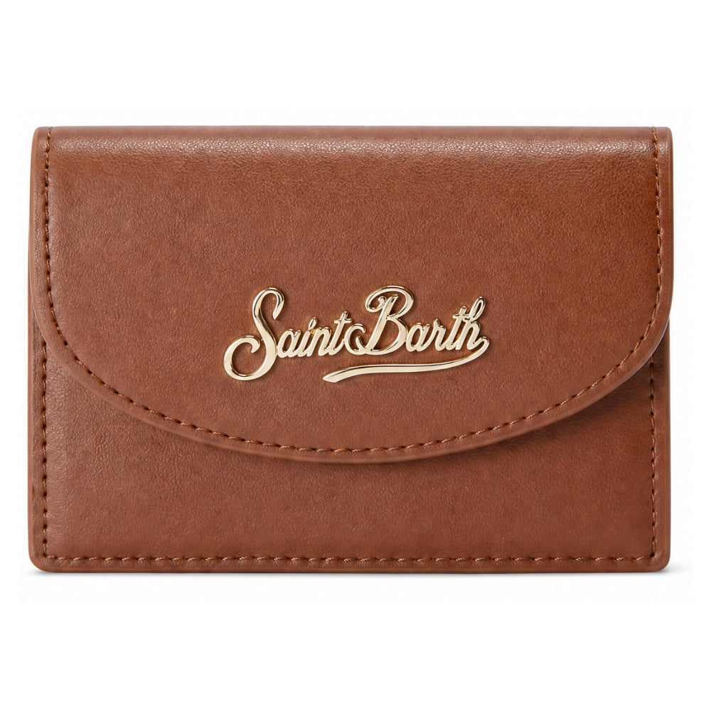 Portacarte MC2 St. Barth marrone in pelle con logo sul davanti CARDH01 00003M MC2 ST. BARTH KIDS