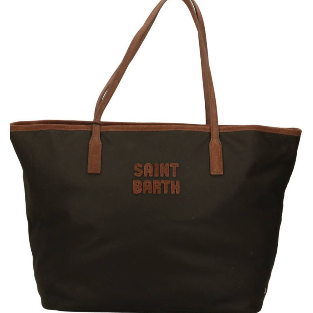 City Bag Midi MC2 Saint Barth verde con logo in rilievo sul davanti CBMID003 01022M MC2 ST. BARTH