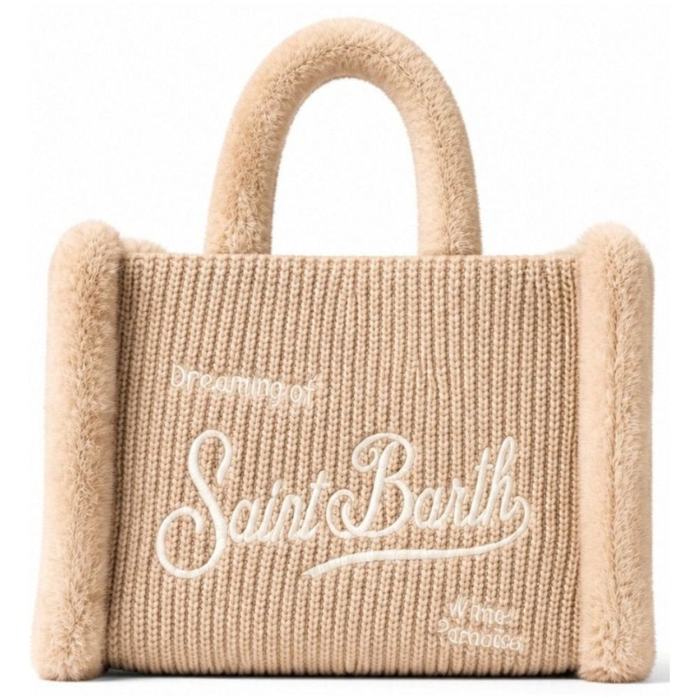 Borsa Colette Shearling Rib MC2 Saint Barth beige con finitura in eco shearling COL0034 00521M MC2 ST. BARTH
