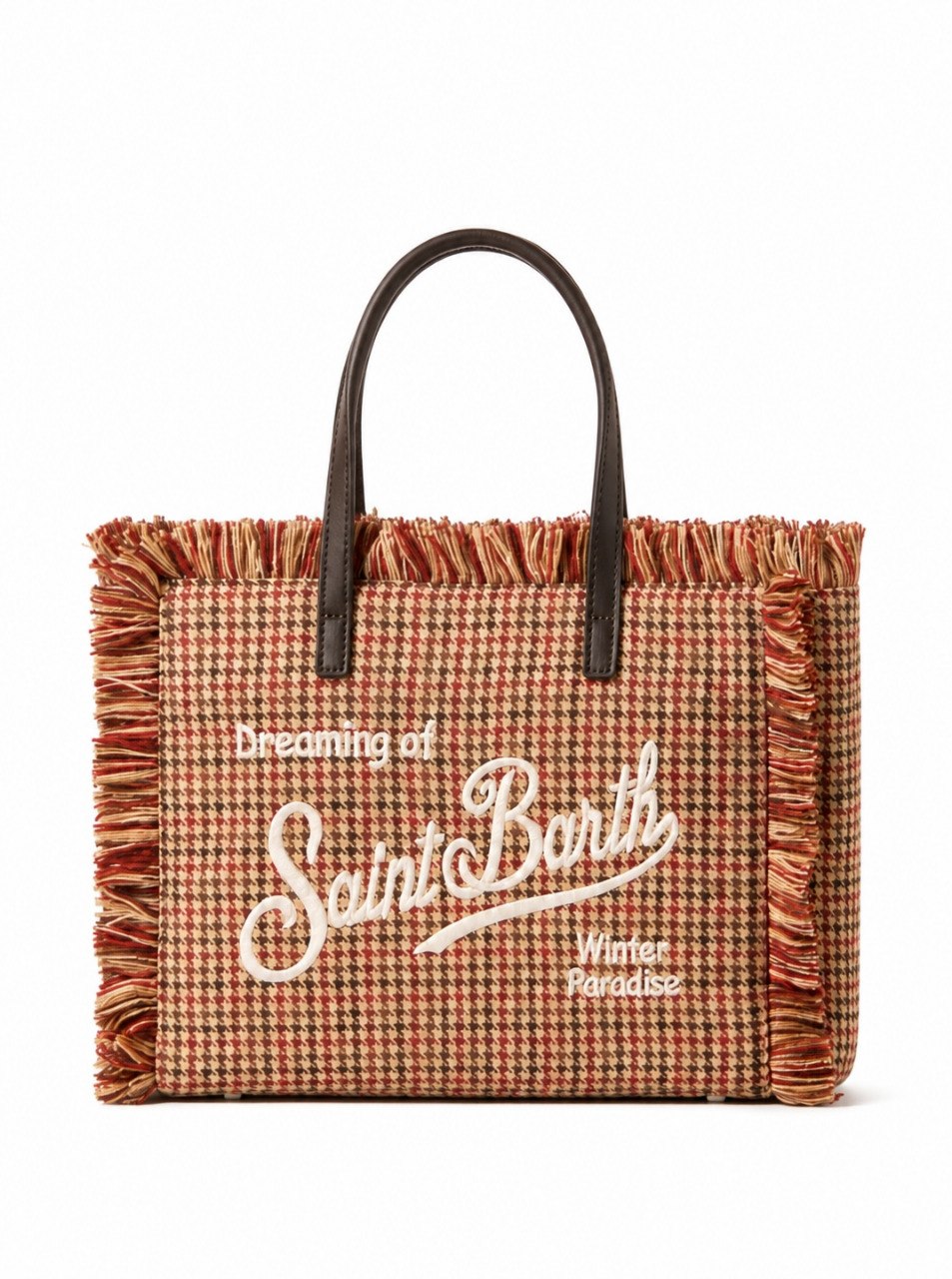 Borsa Colette MC2 St. Barth beige con motivo in pied de poule all-over COL0045 02373M MC2 ST. BARTH KIDS