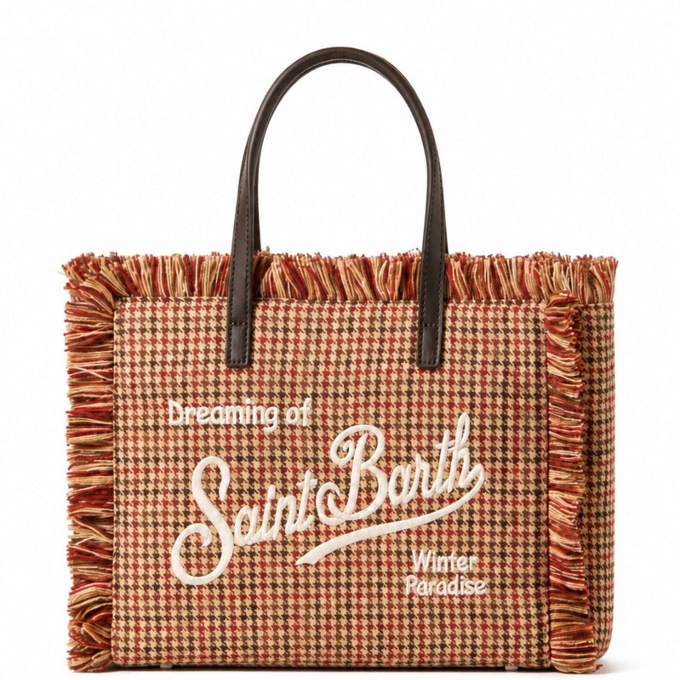 Borsa Colette MC2 St. Barth beige con motivo in pied de poule all-over COL0045 02373M MC2 ST. BARTH KIDS