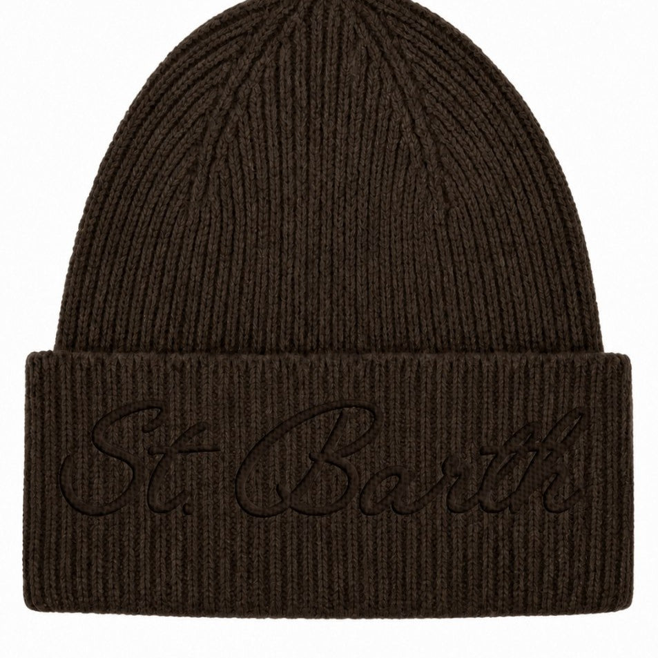 Berretto per donna MC2 St. Barth marrone con logo ricamato sul davanti MOS0008 00040M MC2 ST. BARTH