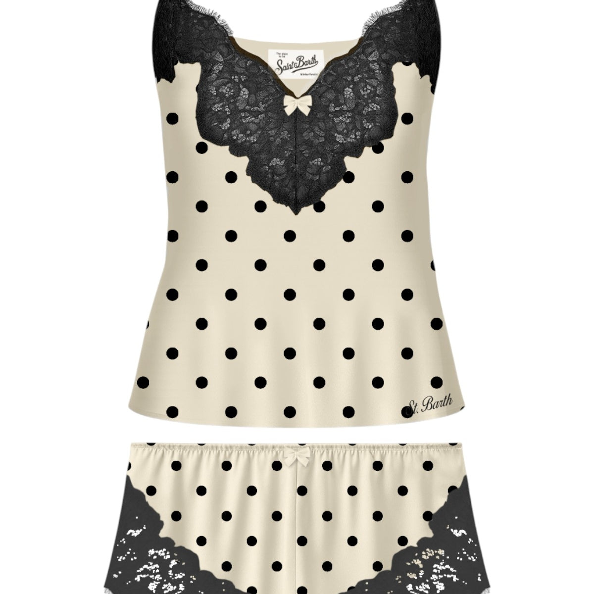 Pigiama per donna MC2 St. Barth bianco con finiture in pizzo PIA0001 00493M MC2 ST. BARTH