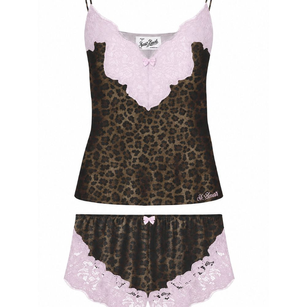 Pigiama per donna MC2 St. Barth marrone con motivo animalier PIA0001 04004M MC2 ST. BARTH