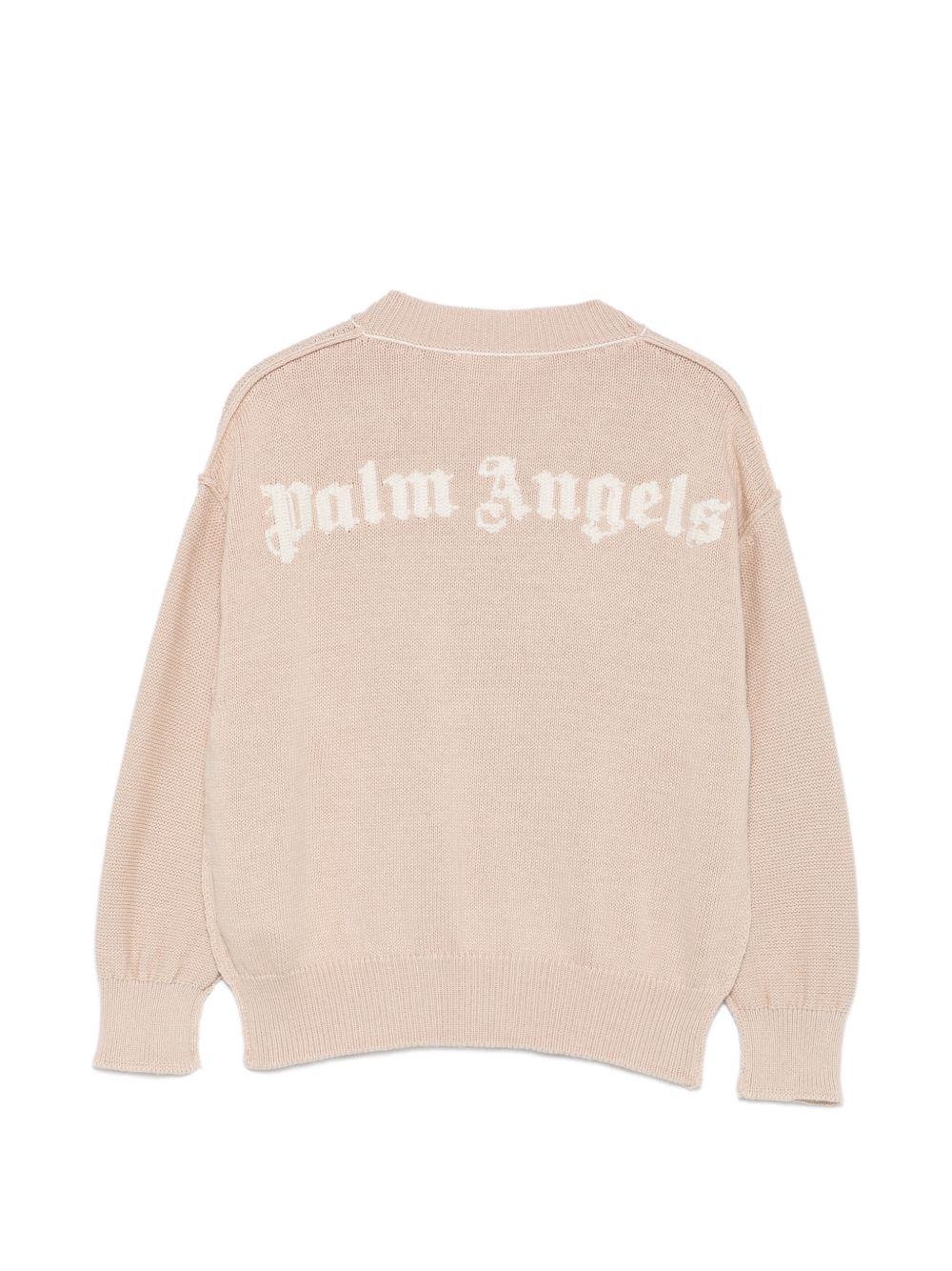 Cardigan per bambino Palm Angels KIds beige con logo ricamato sul davanti F6PAJBCA150 1531 PALM ANGELS KIDS