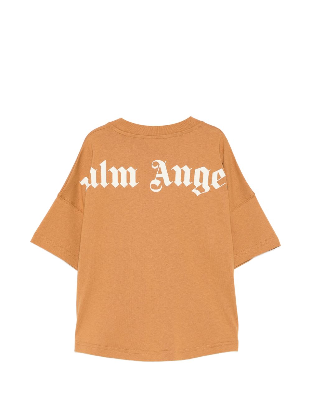 T-shirt per bambino Palm Angels Kids marrone con stampa logo sul girocollo F6PAJBTH012 1531 PALM ANGELS KIDS