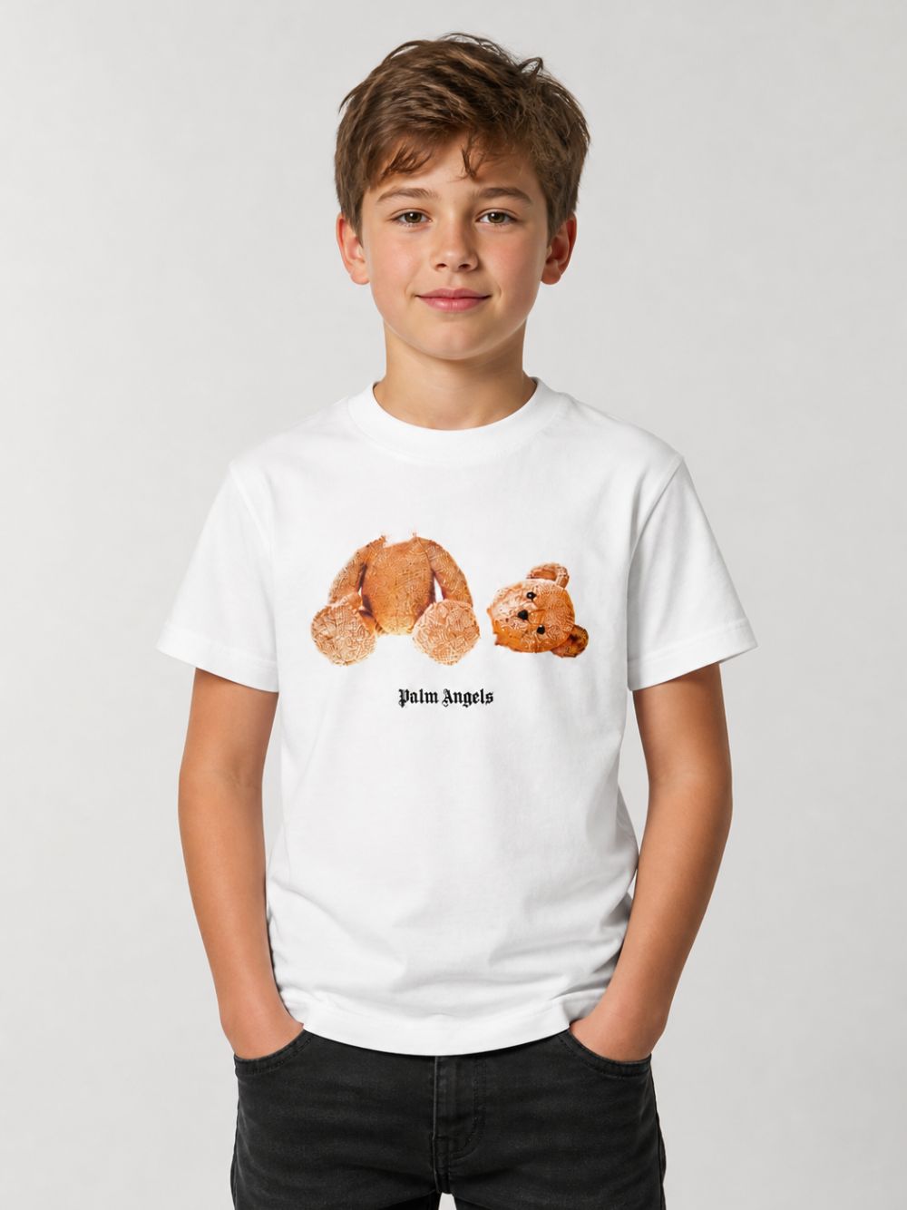 T-shirt per bambini Palm Angels Kids bianca con stampa grafica F6PAJBTH061 412 PALM ANGELS KIDS