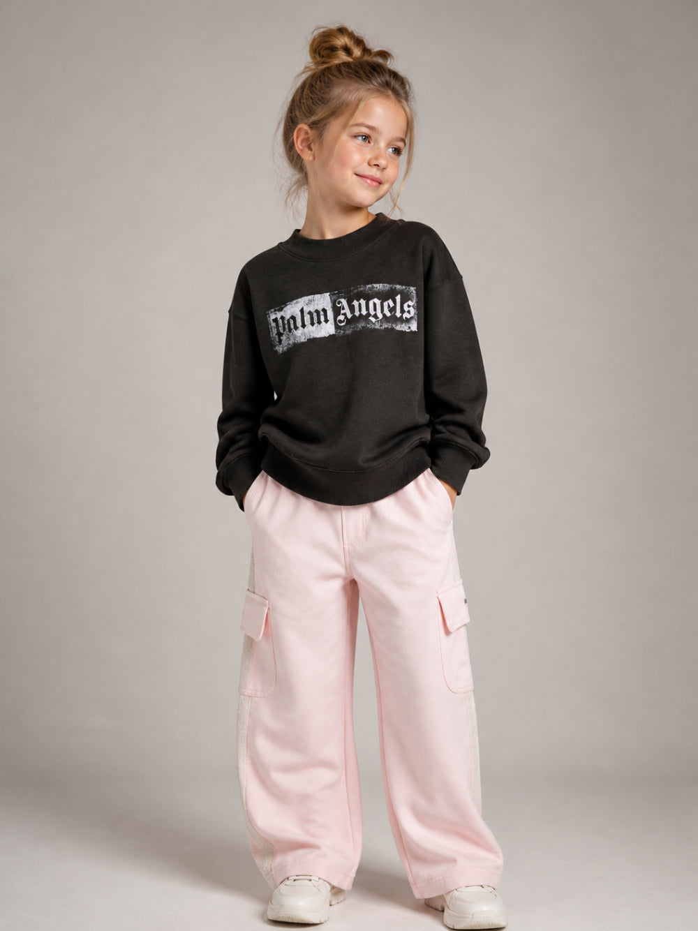 Cargo con stampa per bambina Palm Angels Kids rosa con logo laterale F6PAJGFP040 042 PALM ANGELS KIDS