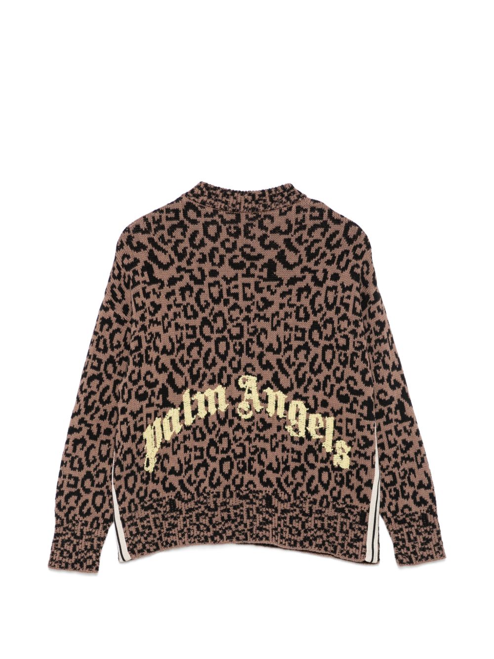 Maglione per bambina Palm Angels Kids marrone con fantasia leopardata F6PAJGJP157 220 PALM ANGELS KIDS