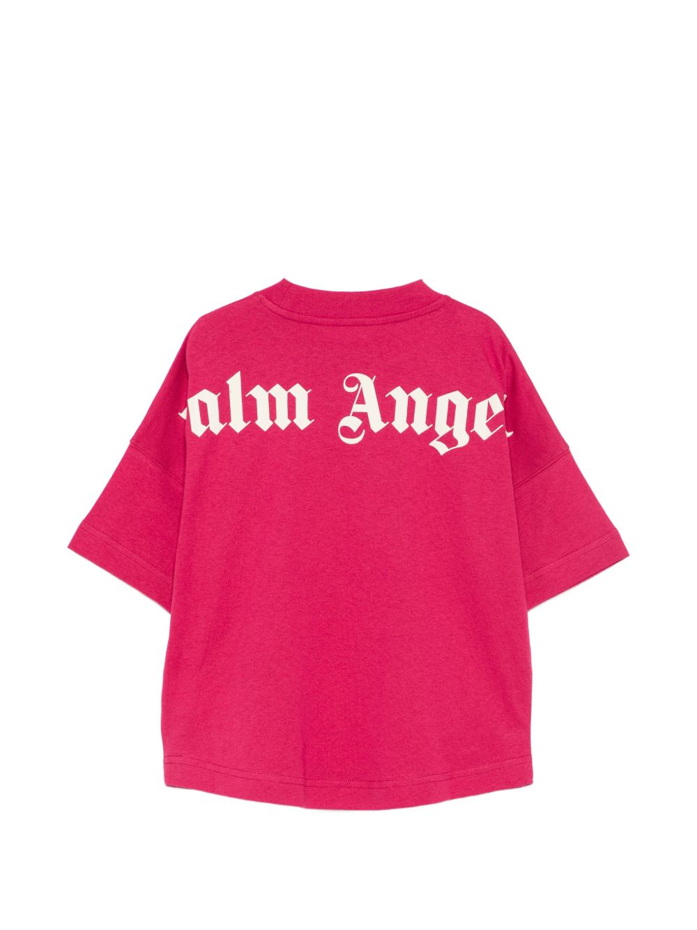 T-shirt per bambina Palm Angels Kids fucsia con stampa logo F6PAJGTH064 402 PALM ANGELS KIDS