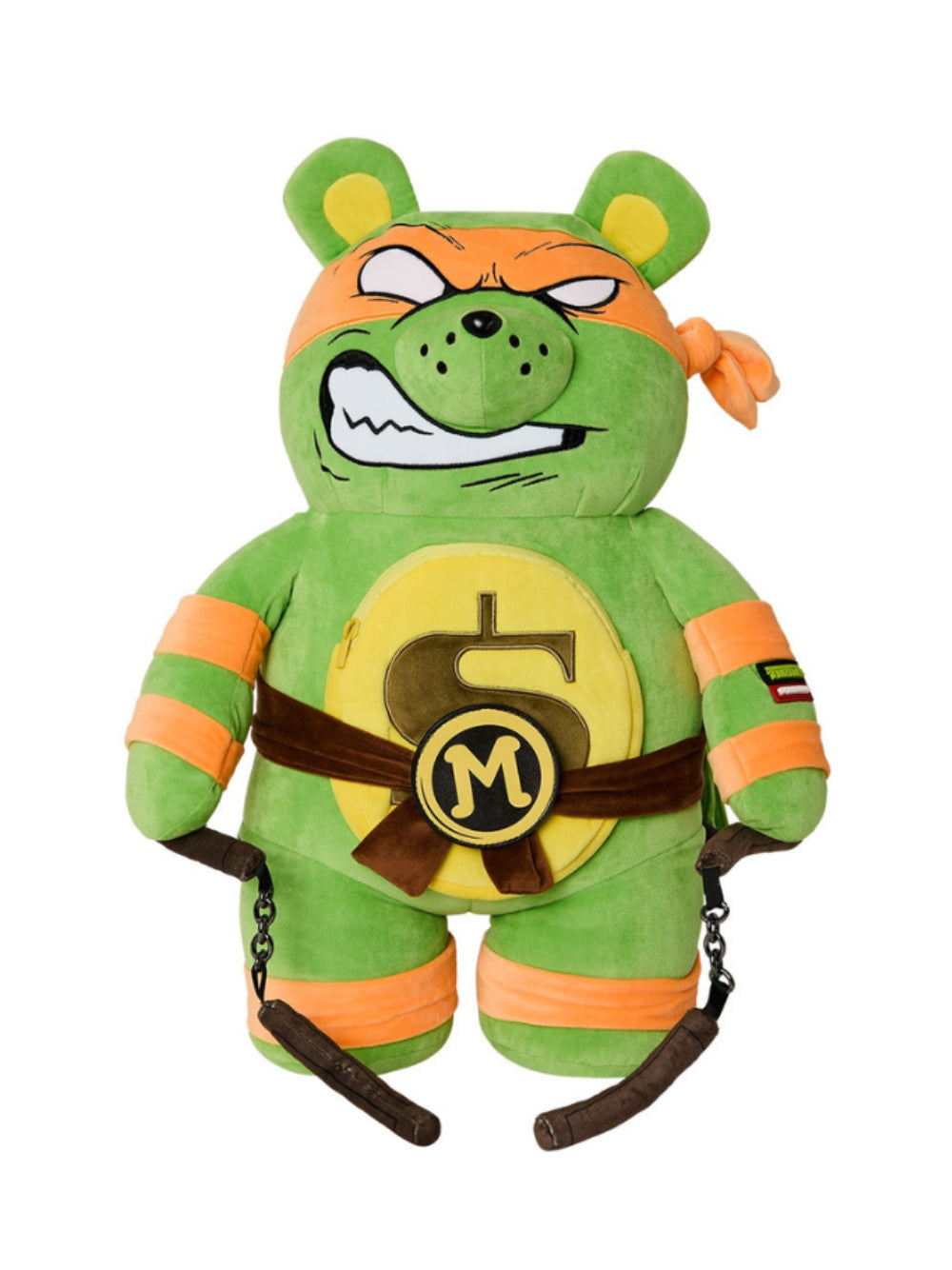 Zaino TMNT Michelangelo Moneybear per bambini Sprayground Kid verde con dettaglio logo sul davanti 910B7045 NSZ SPRAYGROUND KIDS