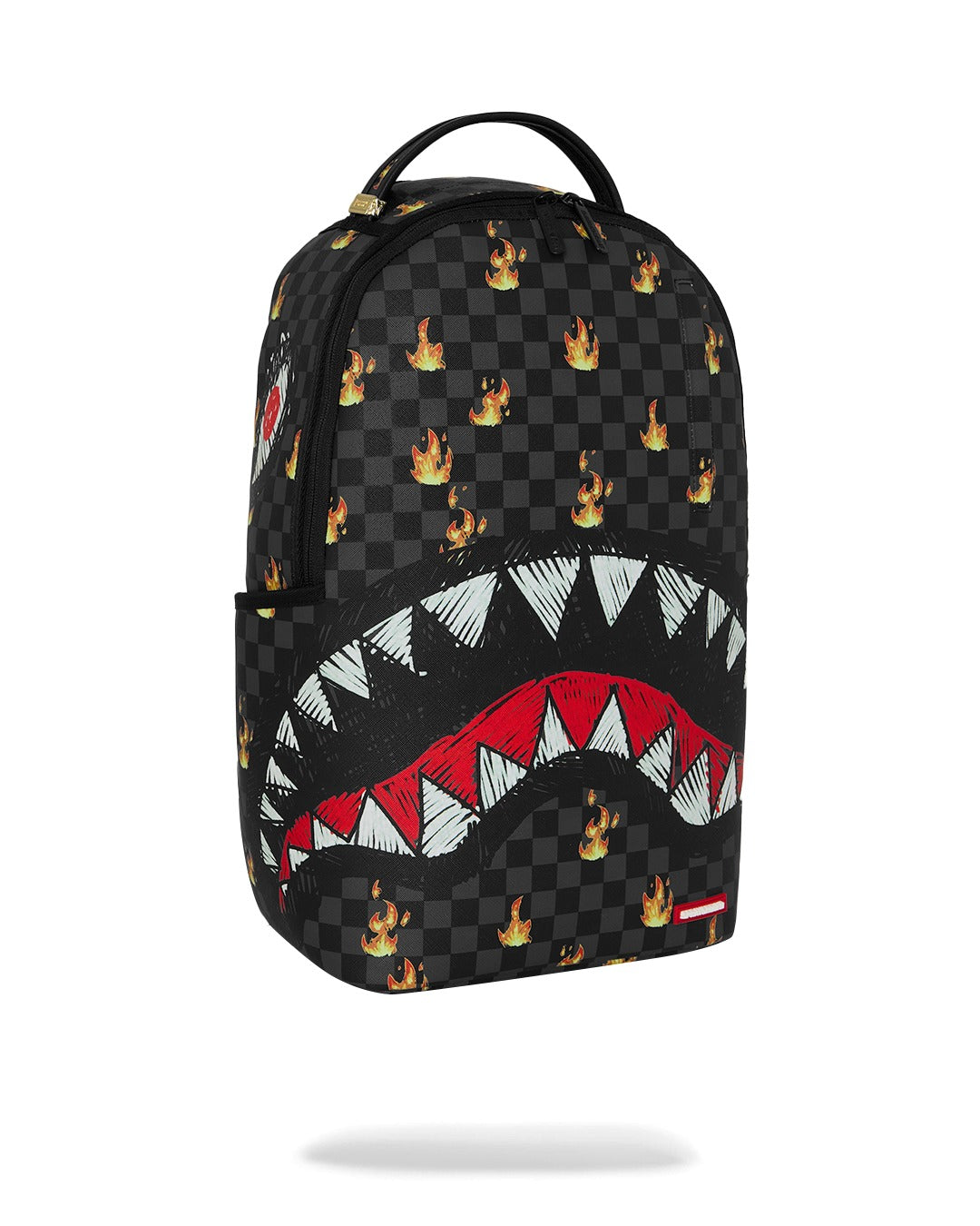 Zaino Scribble Fire Check Backpack per bambini Sprayground Kids nero con motivo a quadri e fiamme all-over 910B8730 NSZ SPRAYGROUND KIDS