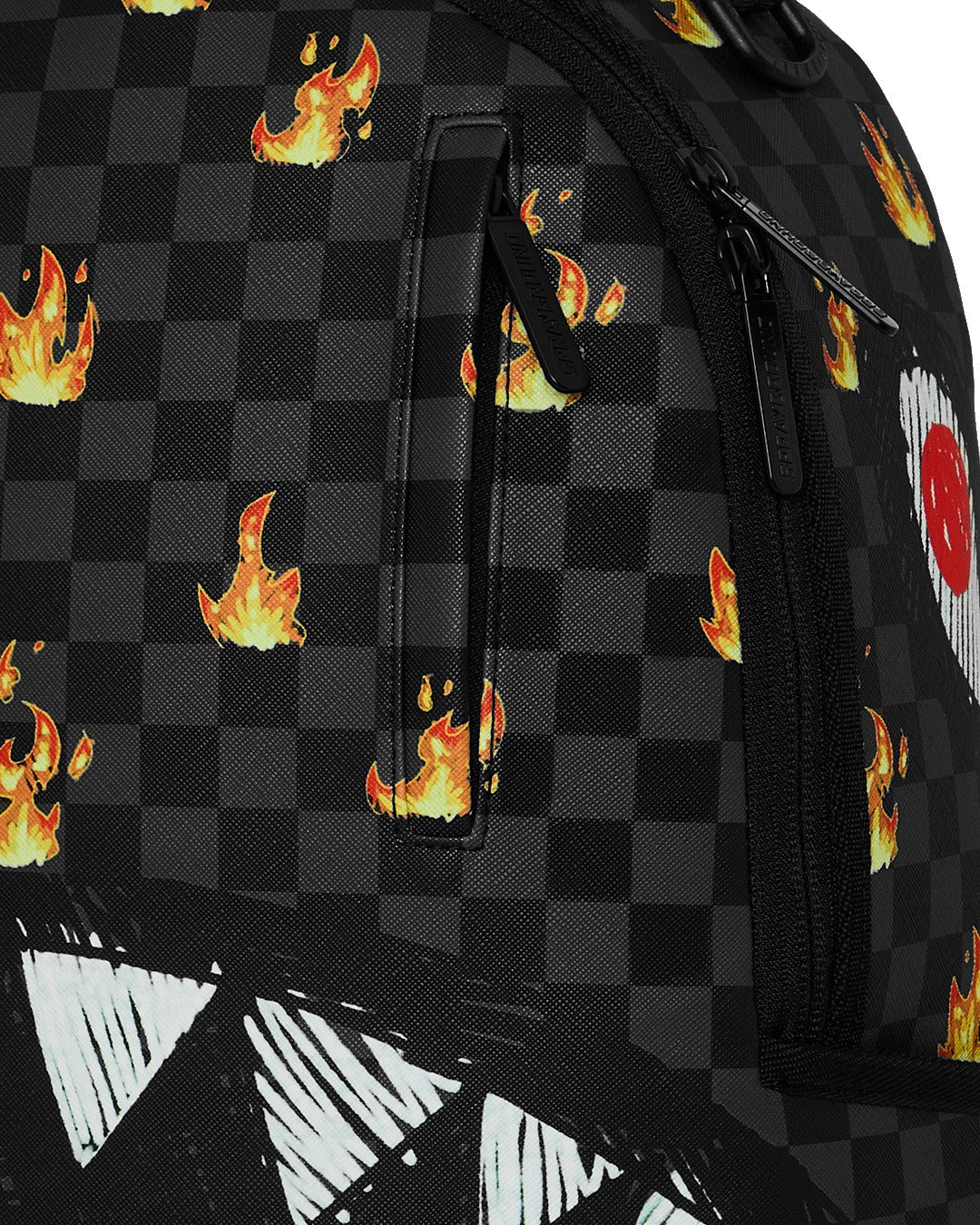 Zaino Scribble Fire Check Backpack per bambini Sprayground Kids nero con motivo a quadri e fiamme all-over 910B8730 NSZ SPRAYGROUND KIDS
