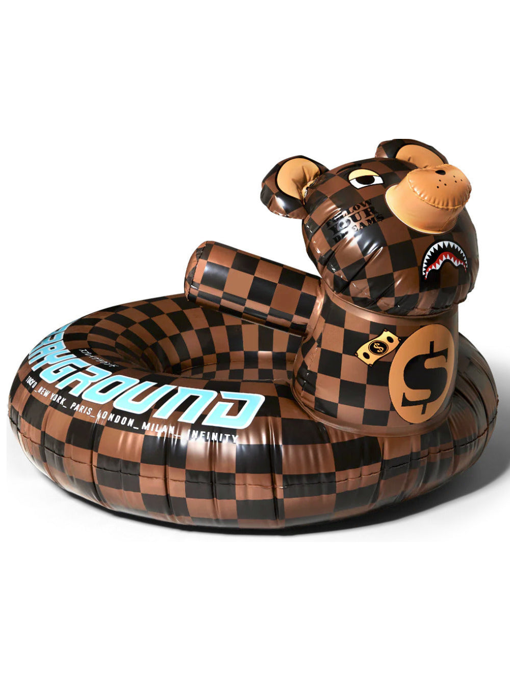 Gonfiabile Money Bear Floaty per bambini Sprayground Kids marrone con motivo a quadri 910Z658 NSZ SPRAYGROUND KIDS