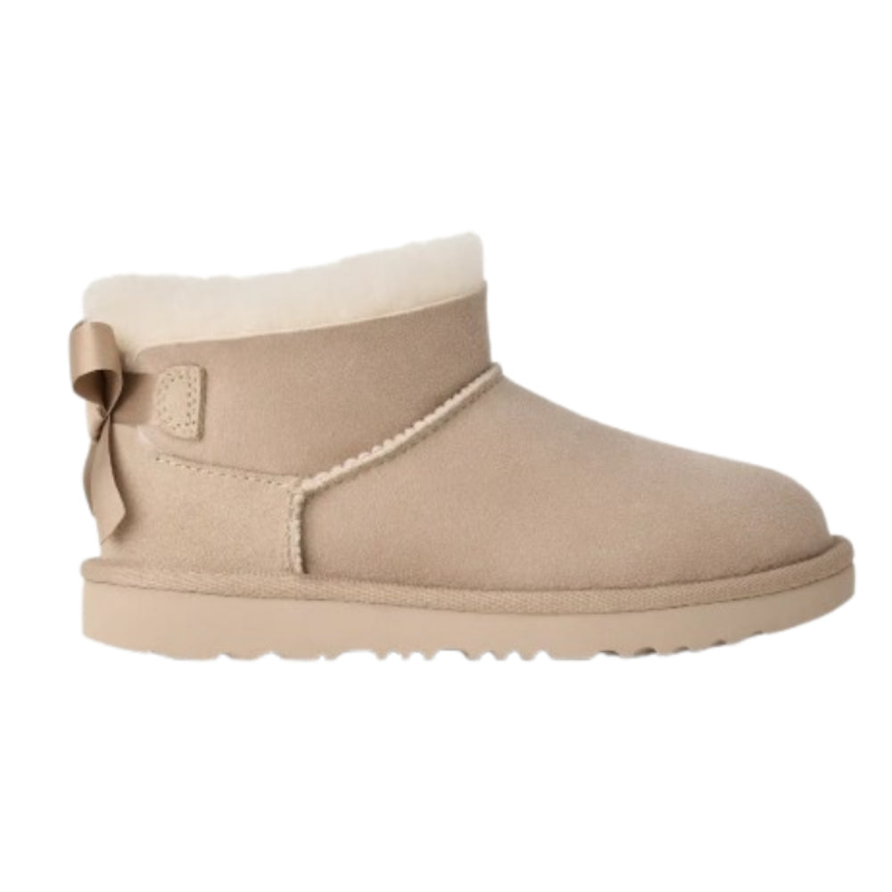 Stivali Ultra Mini Bailey Bow per bambina Ugg Kids beige con fiocco in raso 1185920K SAN UGG KIDS