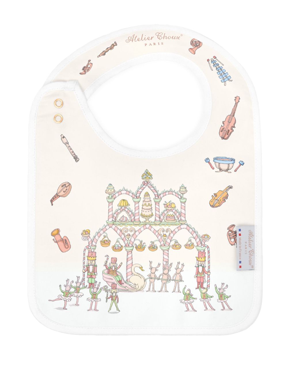 Bavaglino per neonati Atelier Choux bianco con stampa BI-CS-NUC R-U ATELIER CHOUX PARIS KIDS