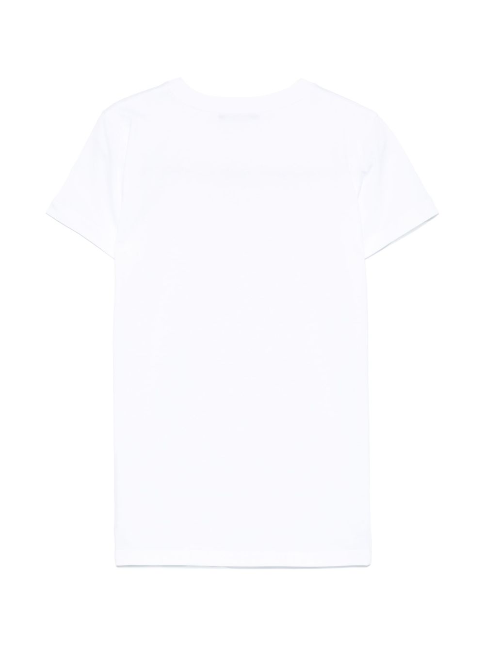 Abito con logo in rilievo per bambina Balmain Kids bianco con girocollo BW1B11 Z0082 100NE BALMAIN KIDS