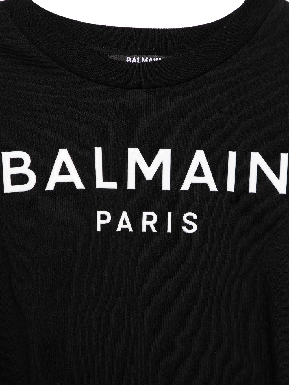 T-shirt con applicazione per bambina Balmain Kids nero con orlo dritto BW8A61 Z0082 930BC BALMAIN KIDS