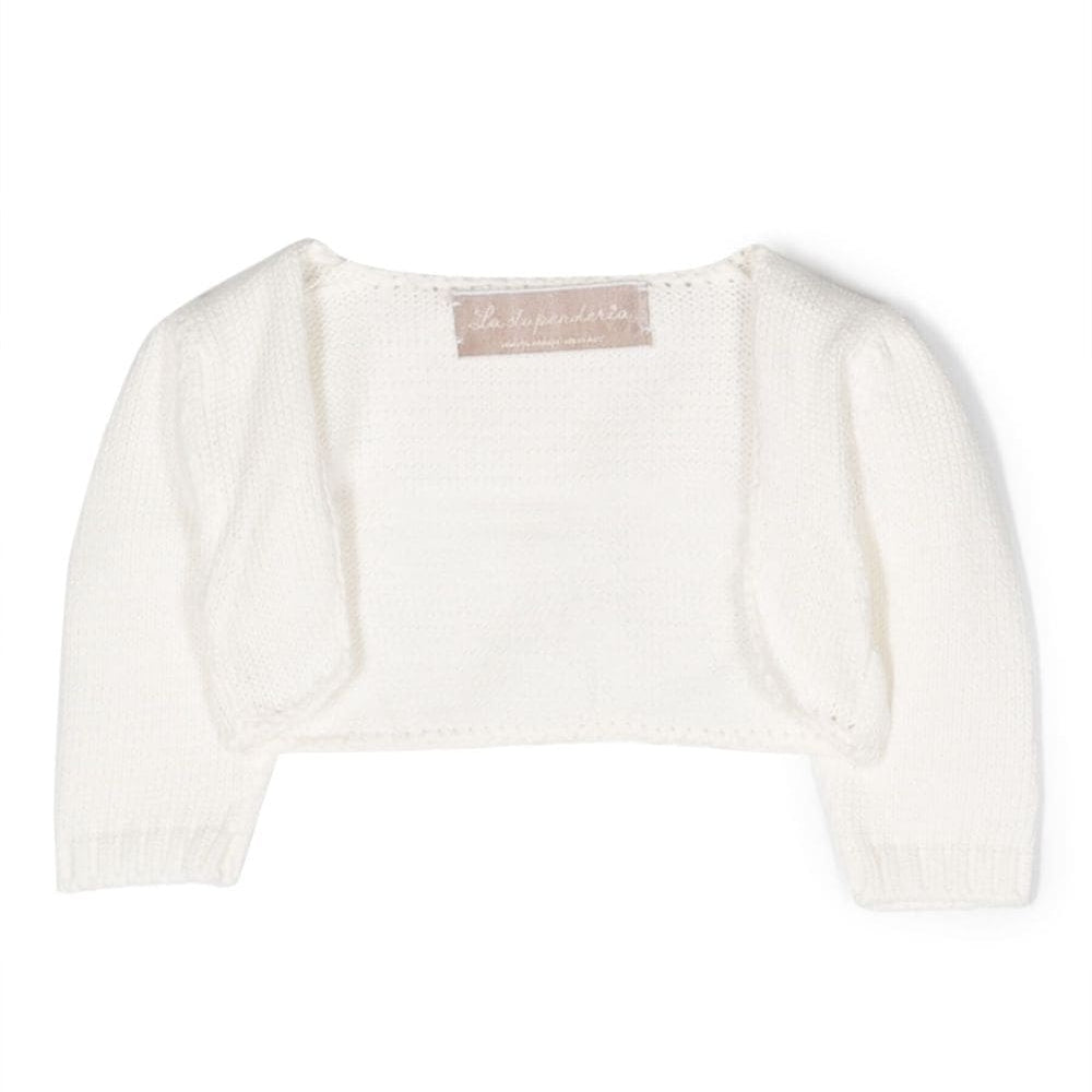 Cardigan per neonata La Stupenderia bianco con polsini a coste SJSS72 802 LA STUPENDERIA KIDS