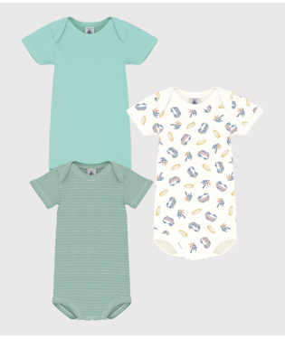 Set di tre body per neonati Petit Bateau multicolore con maniche corte A0CZM 00 PETIT BATEAU KIDS