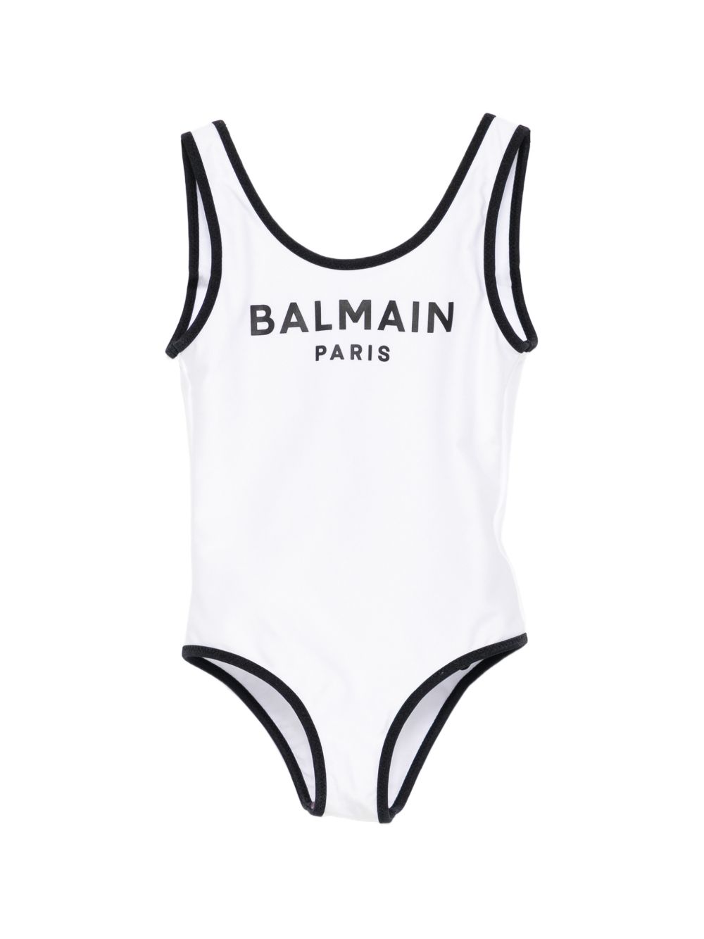 Costume per bambina Balmain Kids bianco con stampa logo sul davanti BXCA0D Z0005 100NE BALMAIN KIDS