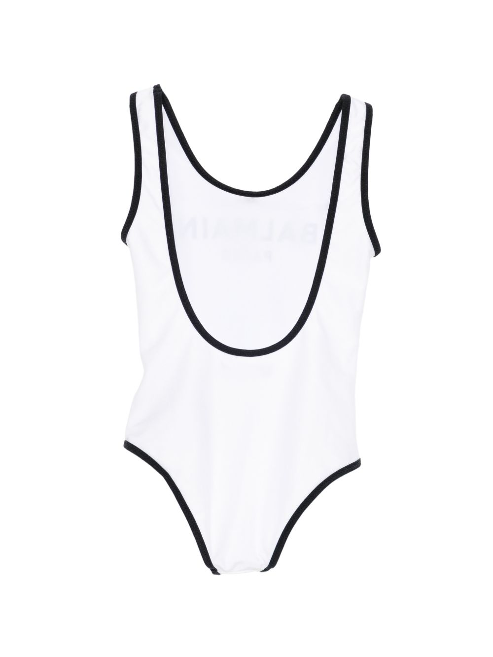 Costume per bambina Balmain Kids bianco con stampa logo sul davanti BXCA0D Z0005 100NE BALMAIN KIDS