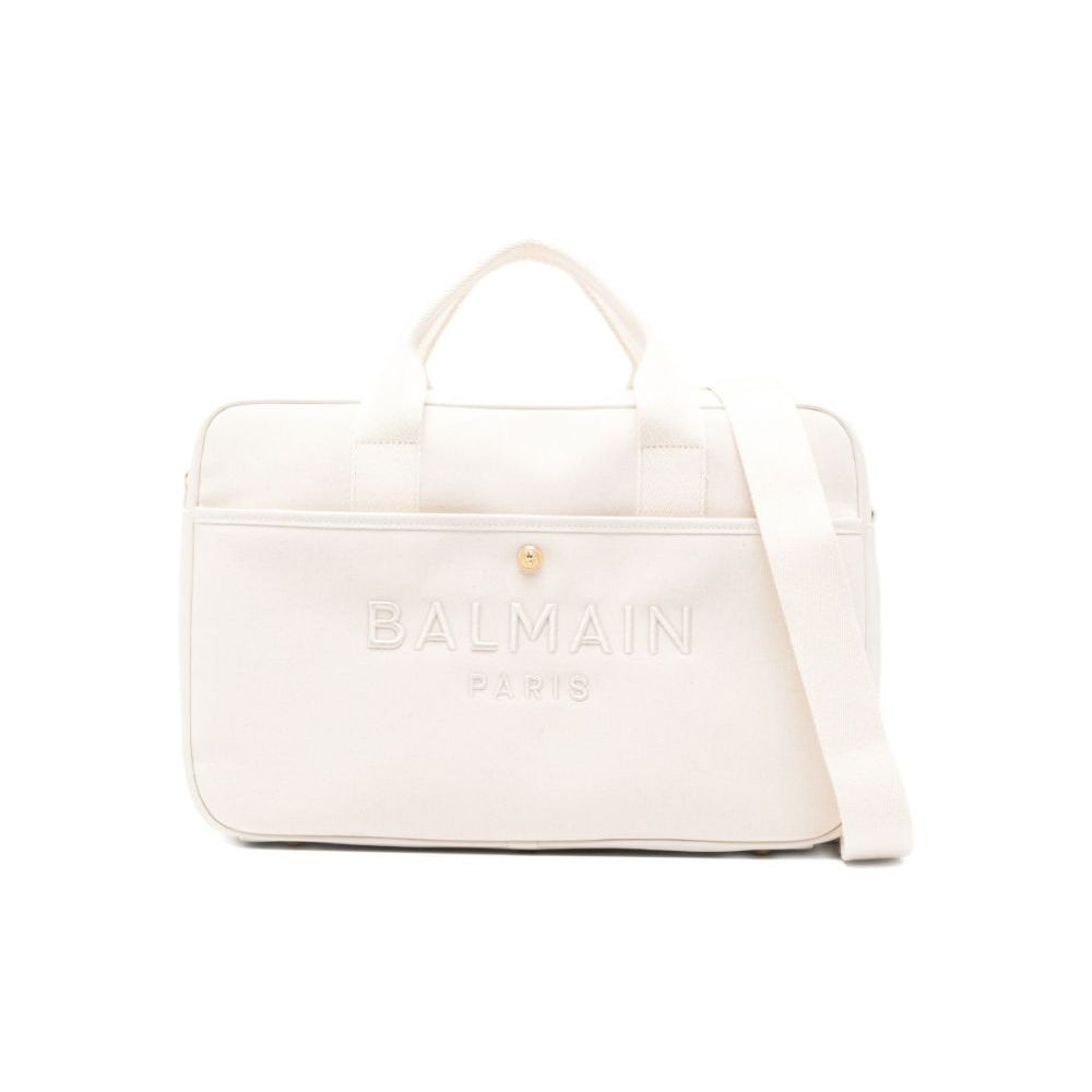 Borsa fasciatoio per neonati Balmain Kids bianca con logo ricamato BY0608 Z3829 102 BALMAIN KIDS