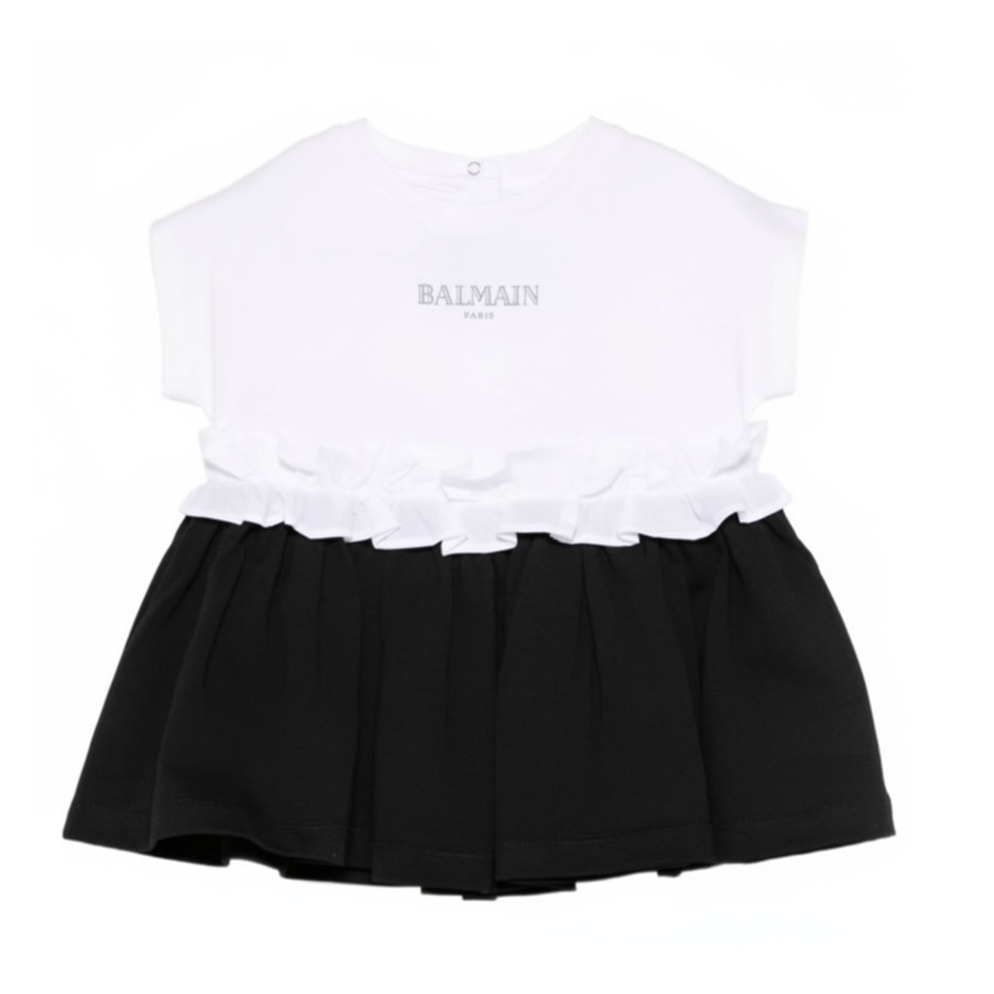 Abito per bambina Balmain Kids nero con ruches BY1092 Z3672 930BC BALMAIN KIDS