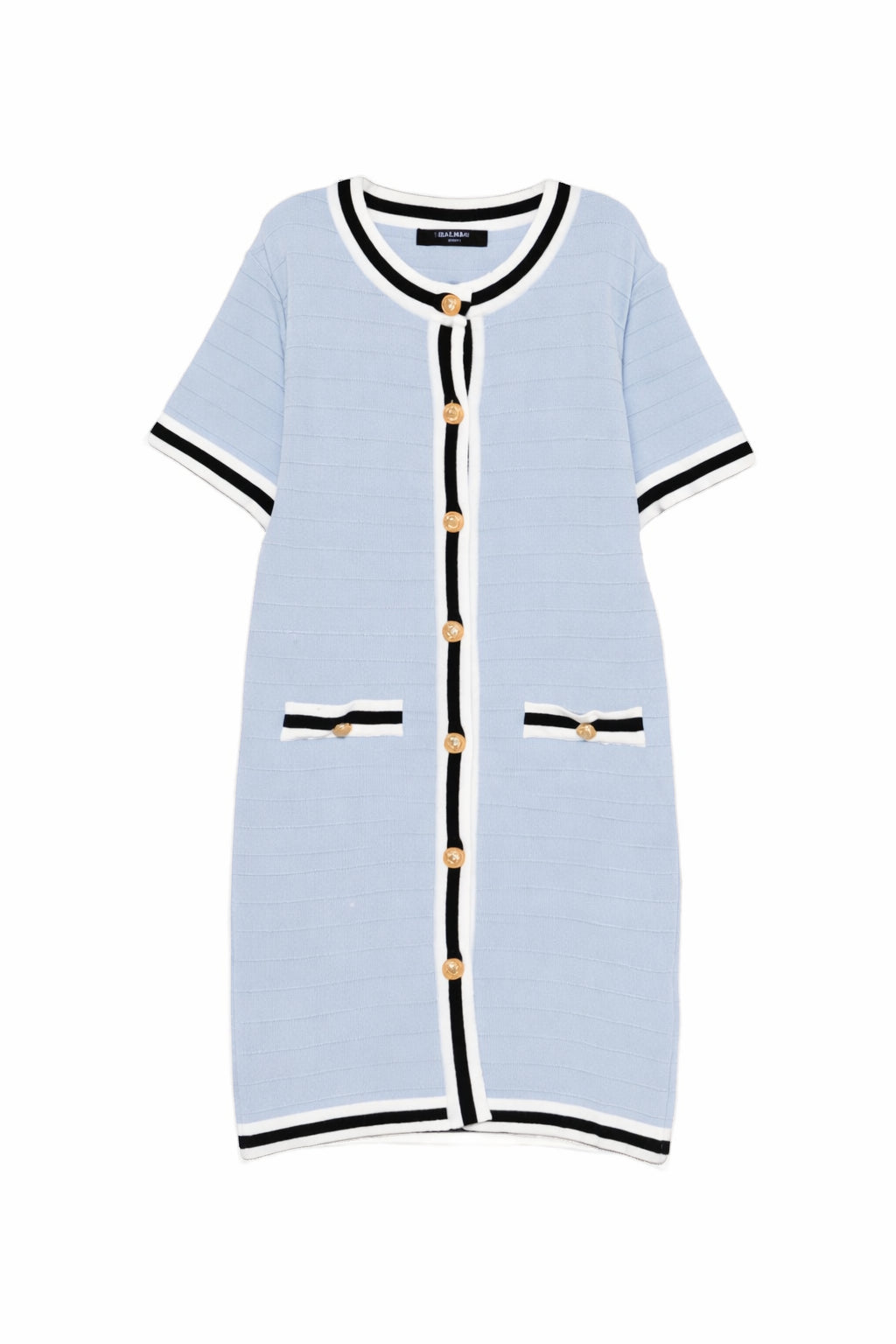 Abito per bambina Balmain Kids azzurro con maglia a coste BY1C61 X0121 652 BALMAIN KIDS