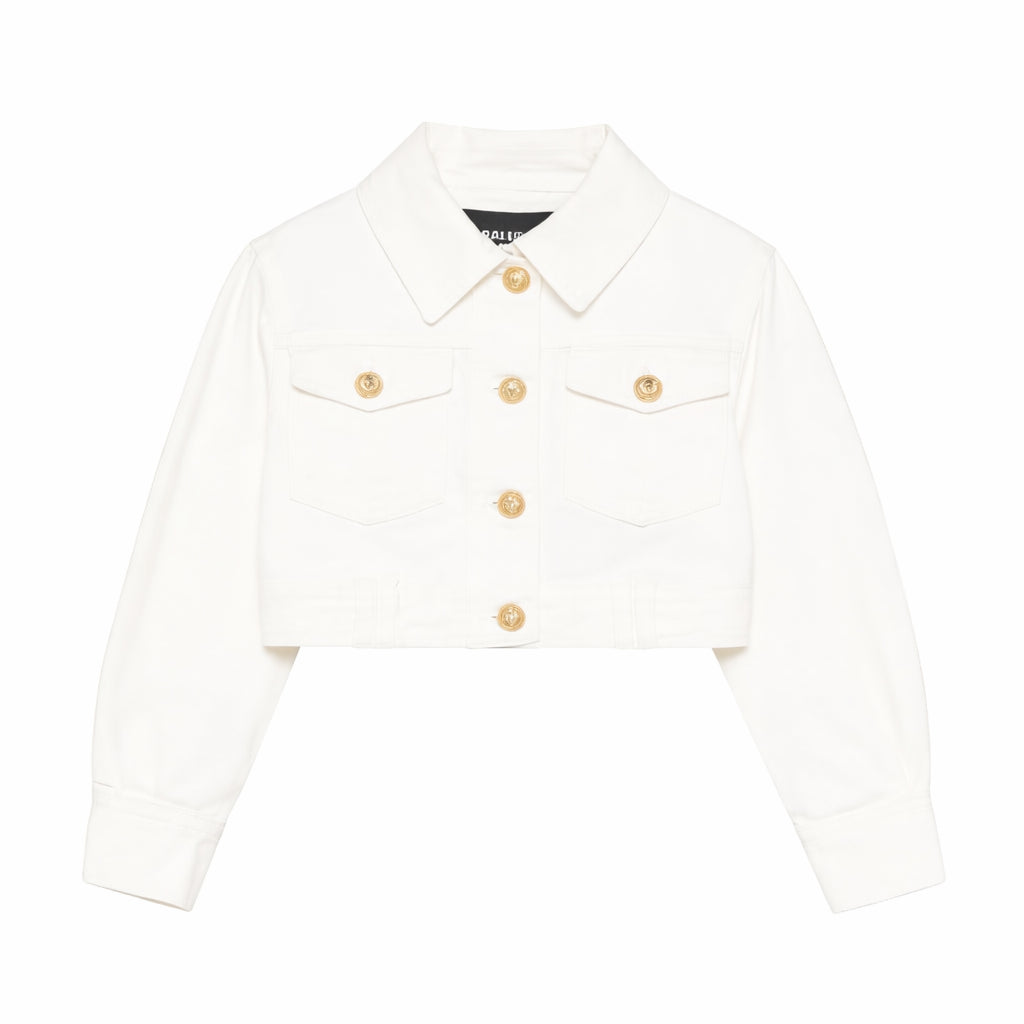 Giubbino per bambina Balmain Kids bianco con bottoni dorati BY2A07 Z3702 100 BALMAIN KIDS