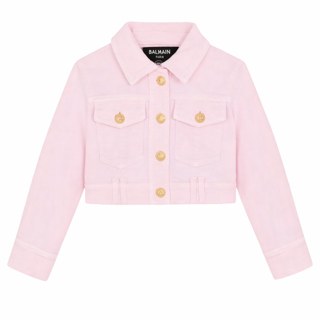 Giubbino per bambina Balmain Kids rosa con bottoni dorati BY2A07 Z3702 51E BALMAIN KIDS