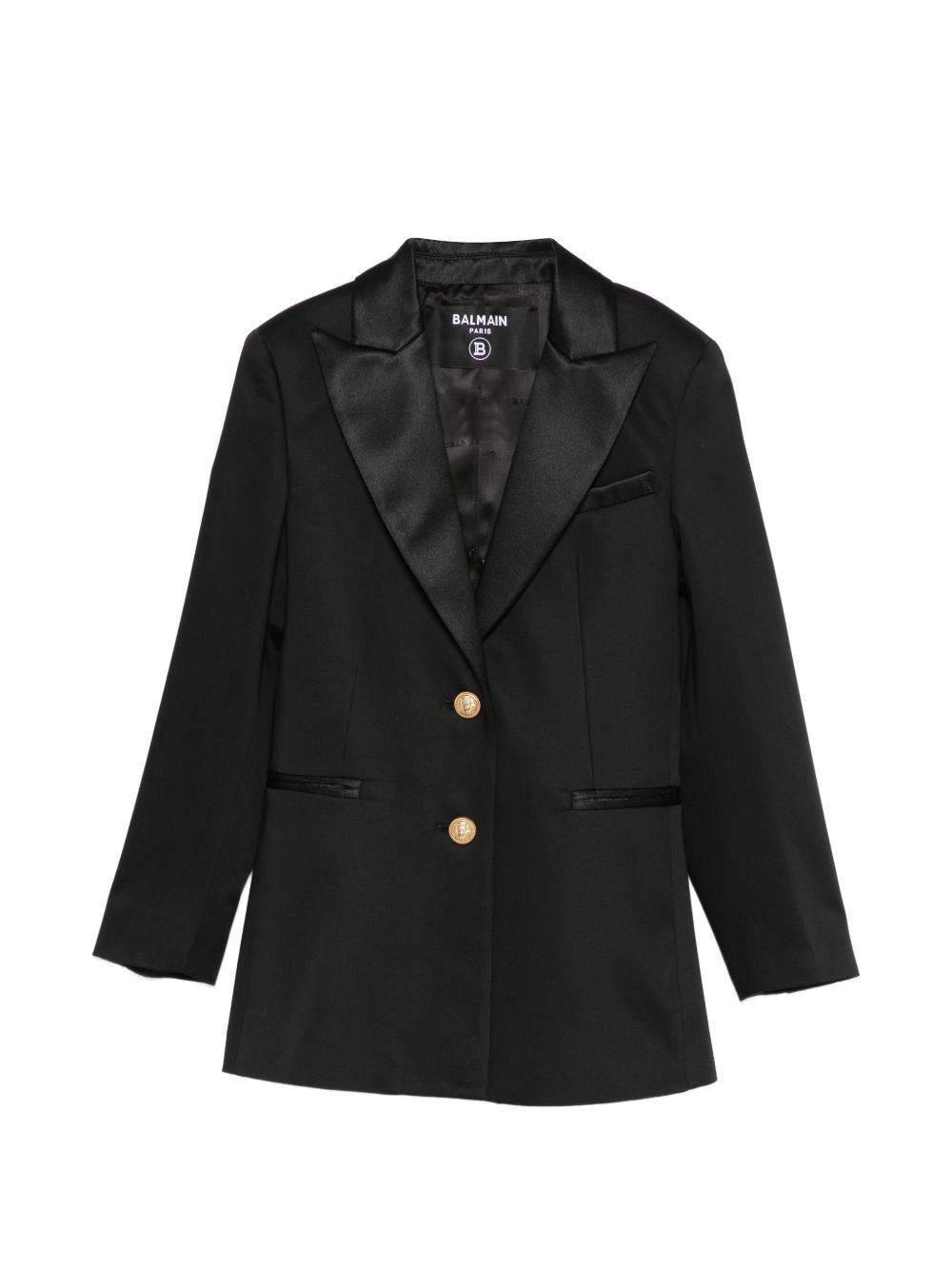 Blazer per bambina Balmain Kids nero con revers in raso BY2A14 P0484 930 BALMAIN KIDS