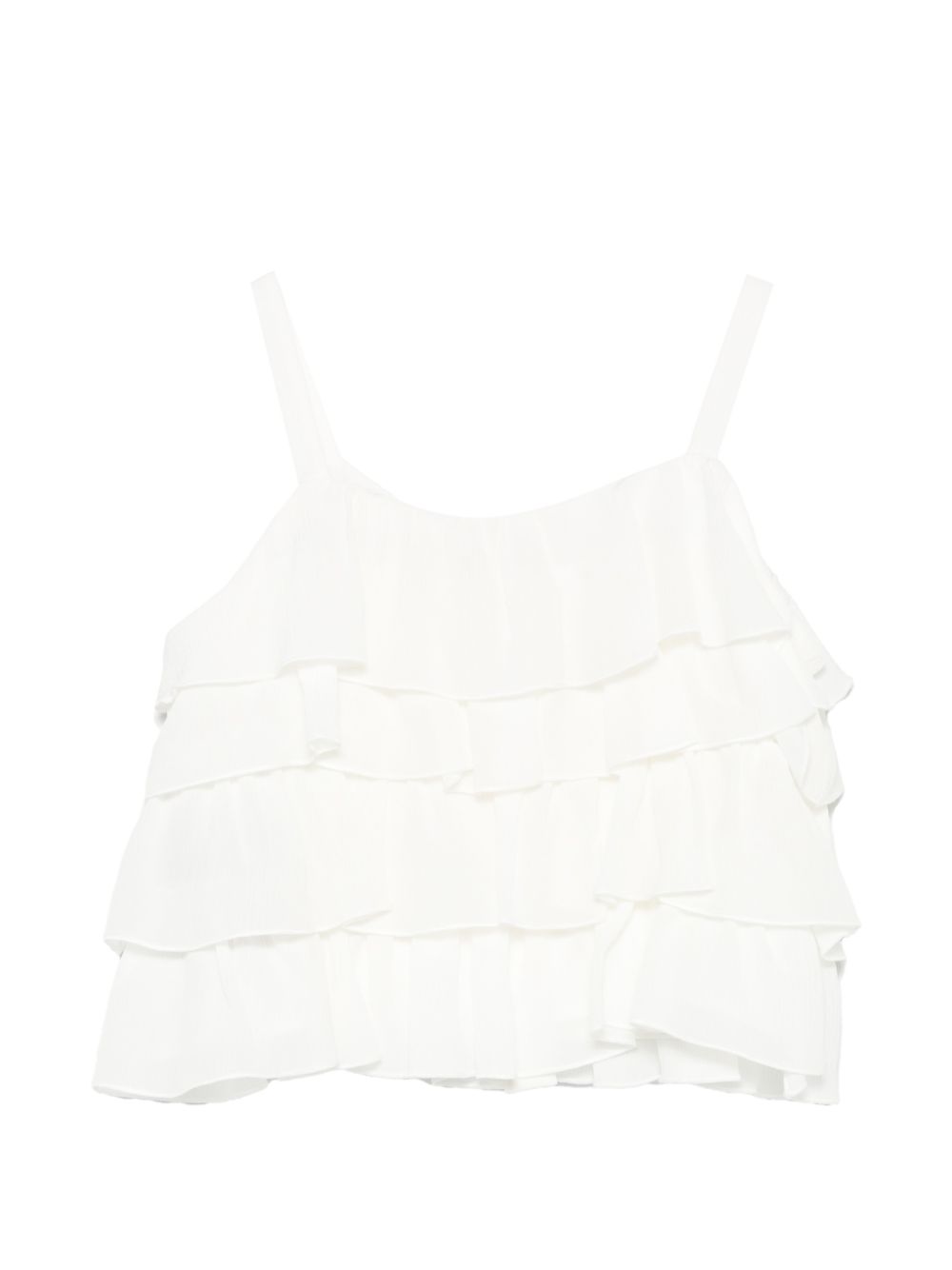 Top per bambina Balmain Kids bianco con balze BY5A52 K0282 101OR BALMAIN KIDS
