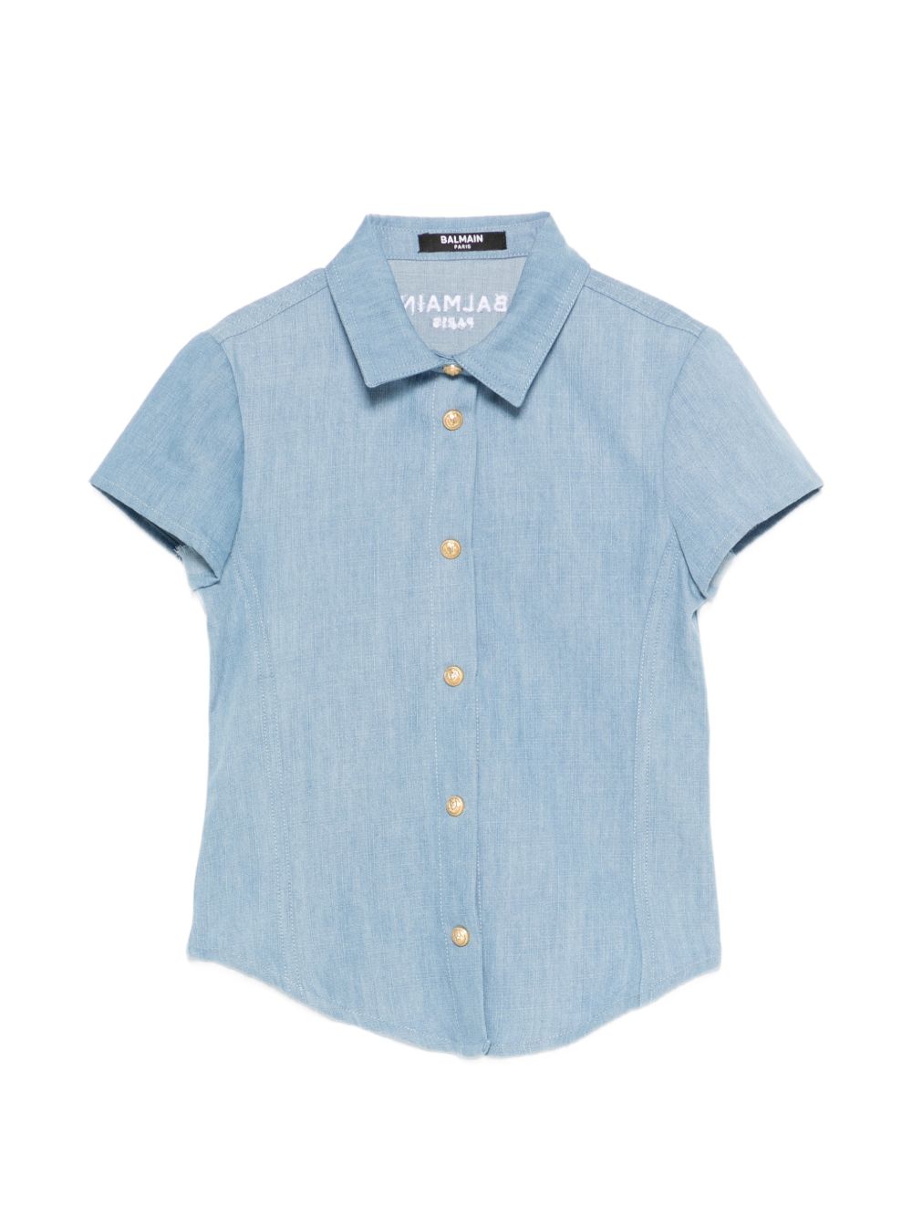 Camicia per bambino Balmain Kids azuzrra con colletto classico BY5A71 P0588 653BC BALMAIN KIDS