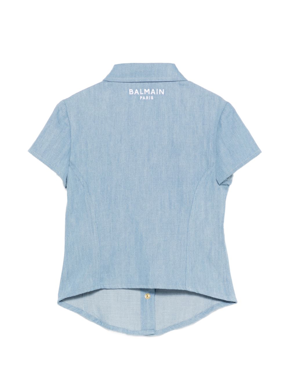 Camicia per bambino Balmain Kids azuzrra con colletto classico BY5A71 P0588 653BC BALMAIN KIDS