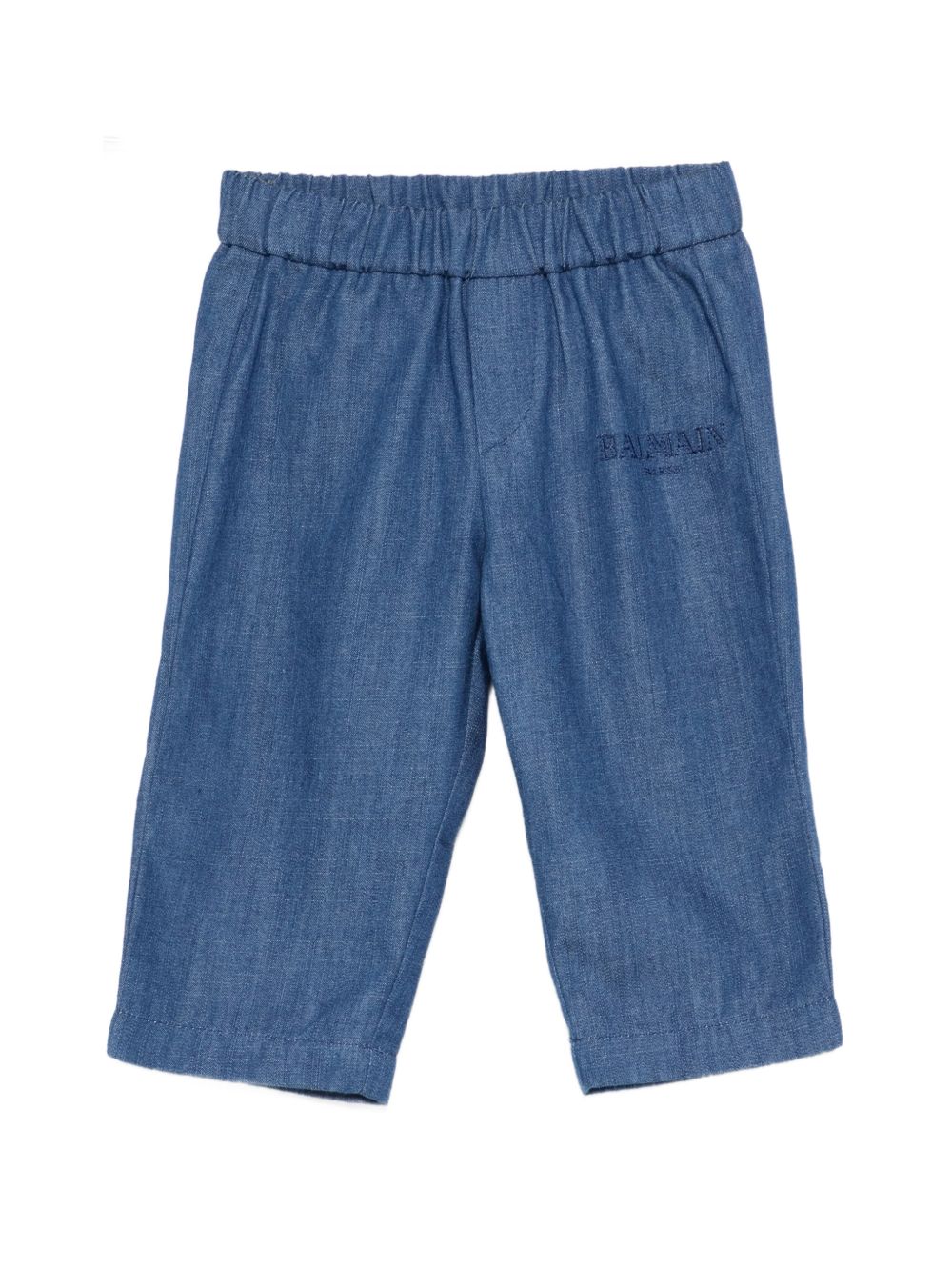Pantaloni per neonato Balmain Kids blu con logo ricamato BY6590 P0588 625 BALMAIN KIDS