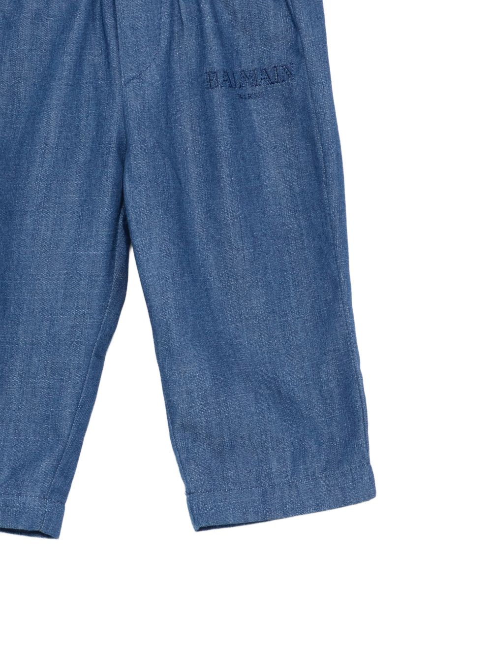 Pantaloni per neonato Balmain Kids blu con logo ricamato BY6590 P0588 625 BALMAIN KIDS