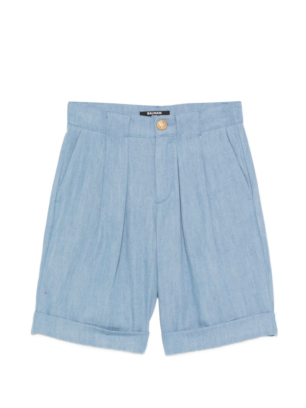 Shorts per bambino Balmain Kids azzurri con bottone color oro BY6R69 P0588 653 BALMAIN KIDS