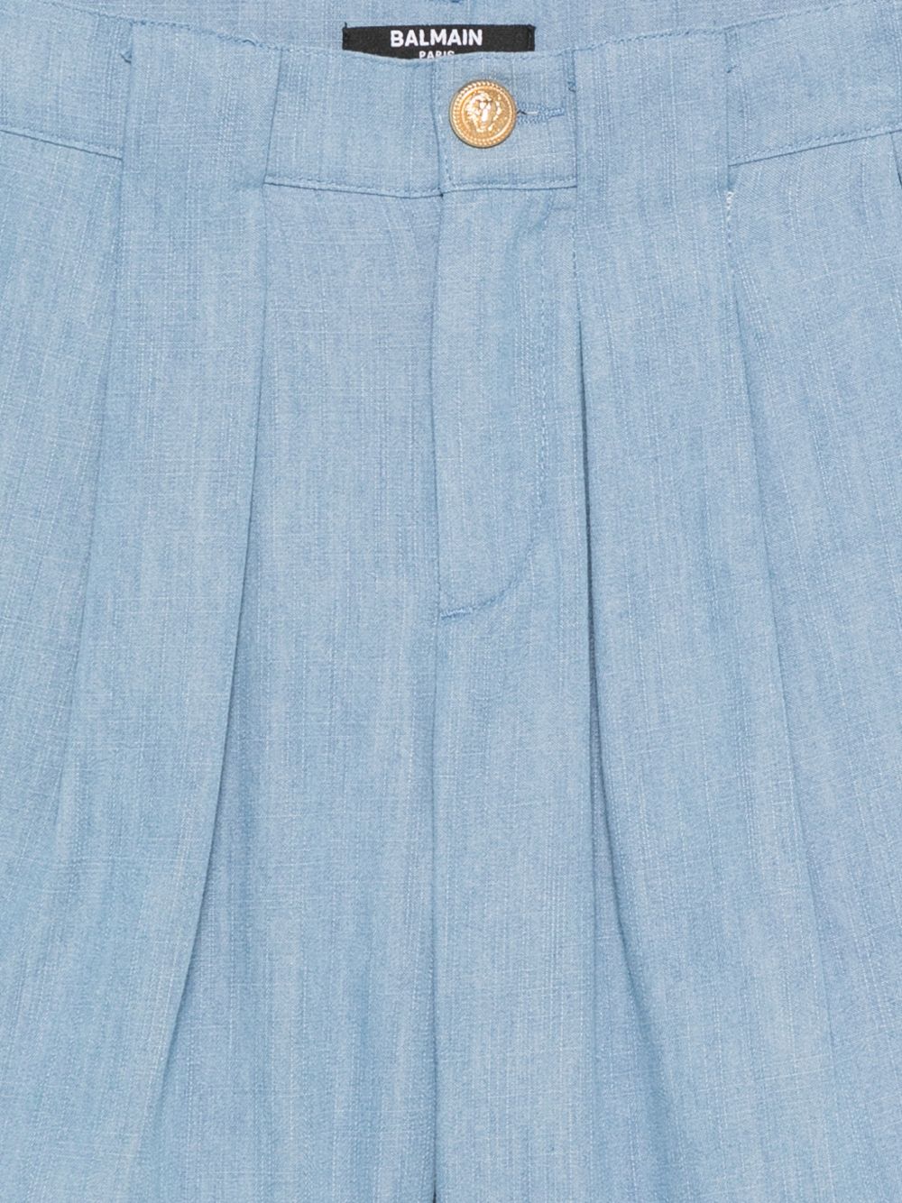 Shorts per bambino Balmain Kids azzurri con bottone color oro BY6R69 P0588 653 BALMAIN KIDS