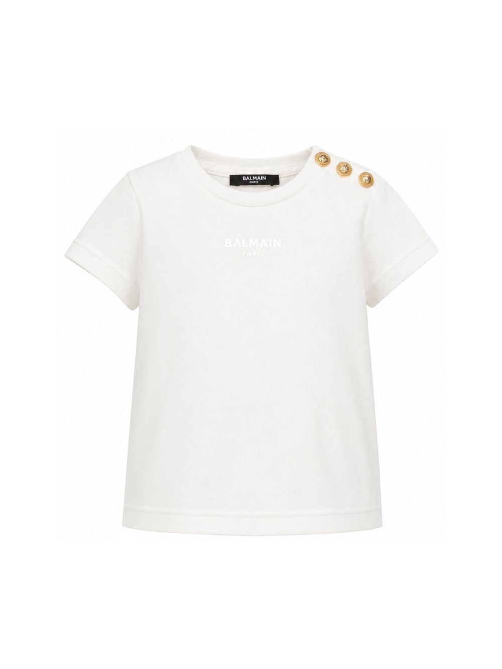 T-shirt da bambina Balmain Kids bianca con bottoni BY8A01 Z3672 102OR BALMAIN KIDS