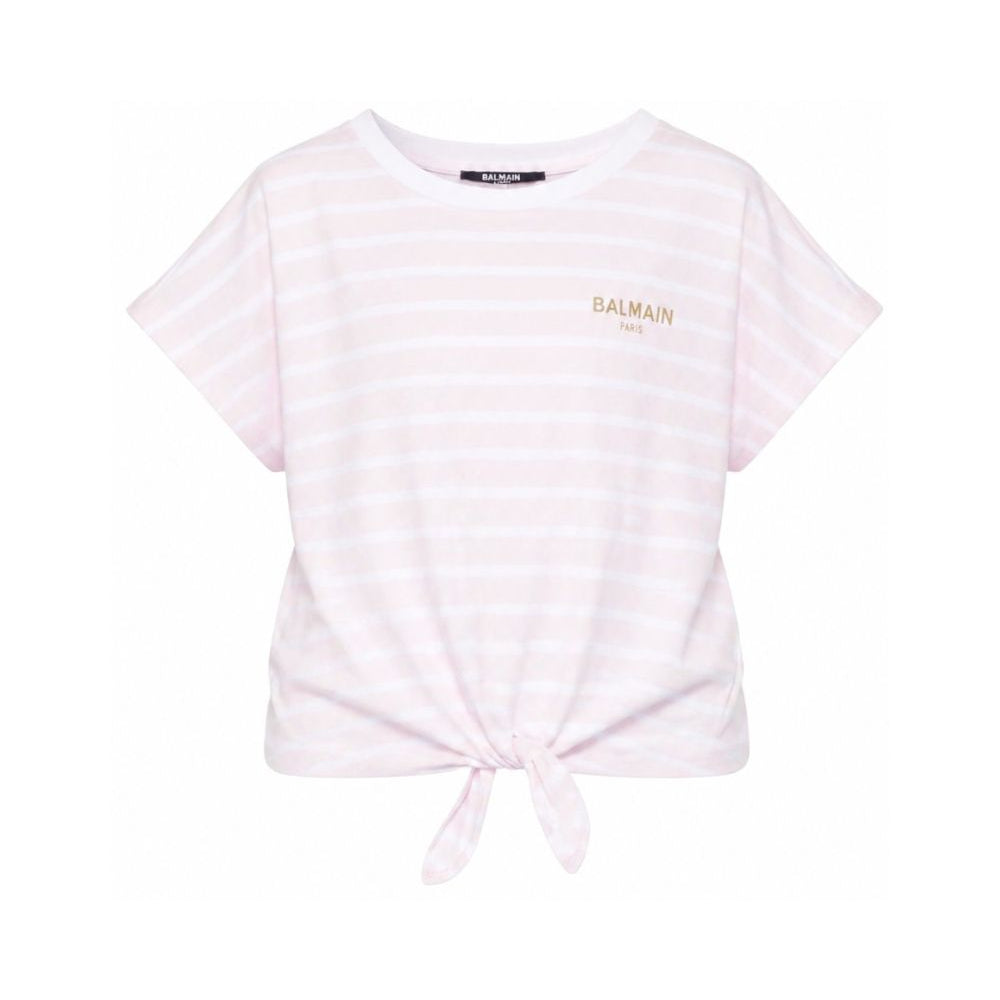 T-shirt da bambina Balmain Kids rosa con motivo a righe BY8B61 Z3657 51EBC BALMAIN KIDS