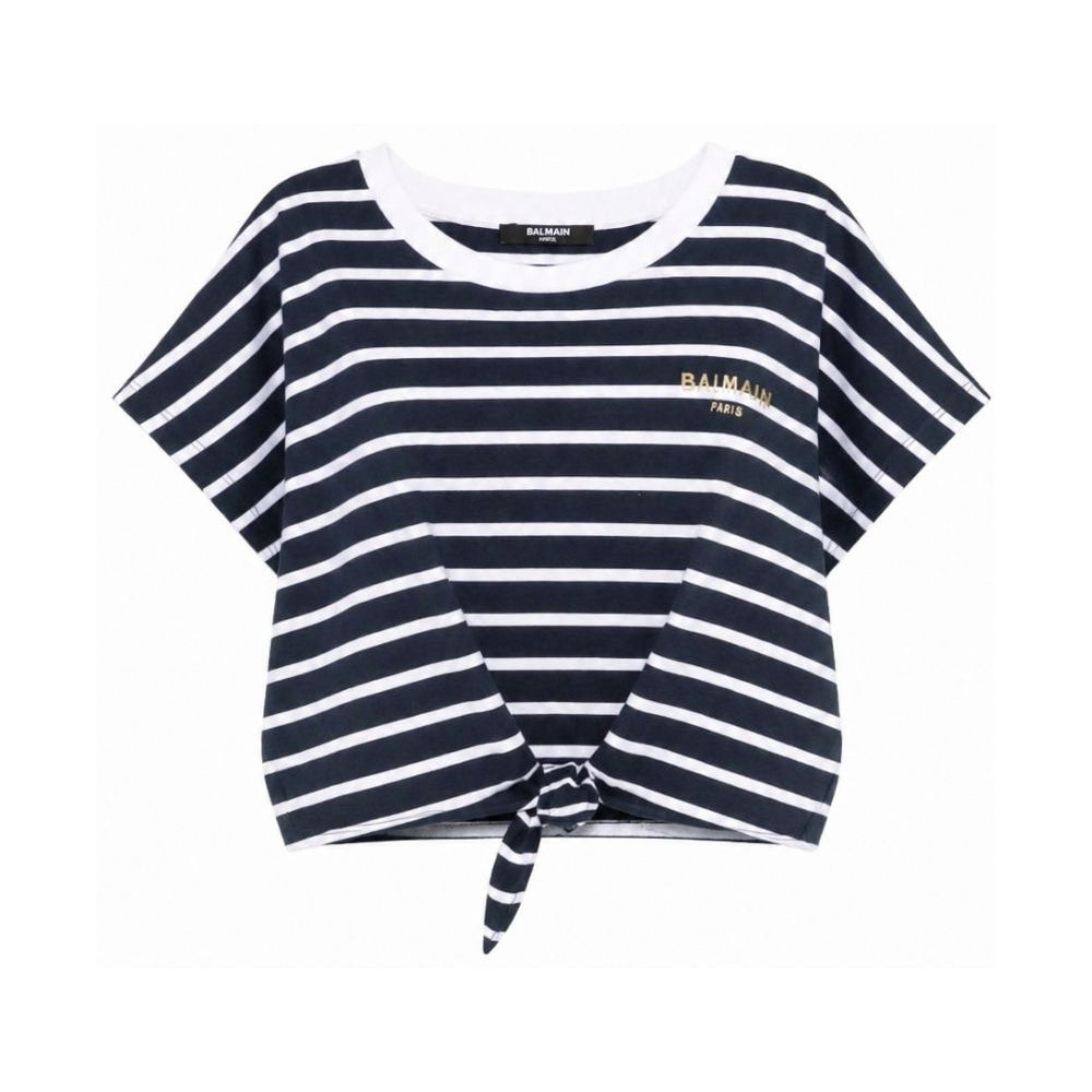 T-shirt da bambina Balmain Kids blu navy con motivo a righe BY8B61 Z3657 617BC BALMAIN KIDS