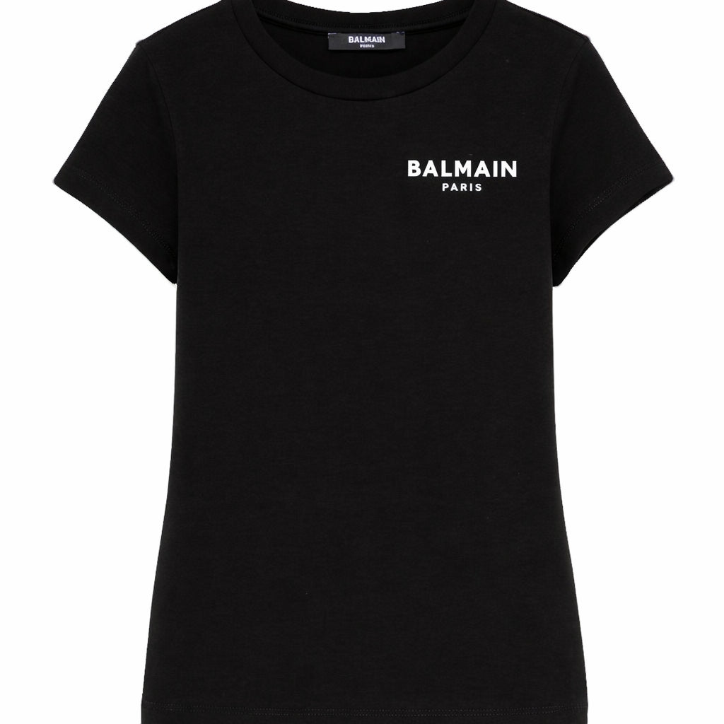 T-shirt per bambina Balmain Kids nera con logo sul davanti BY8C61 Z3277 930BC BALMAIN KIDS
