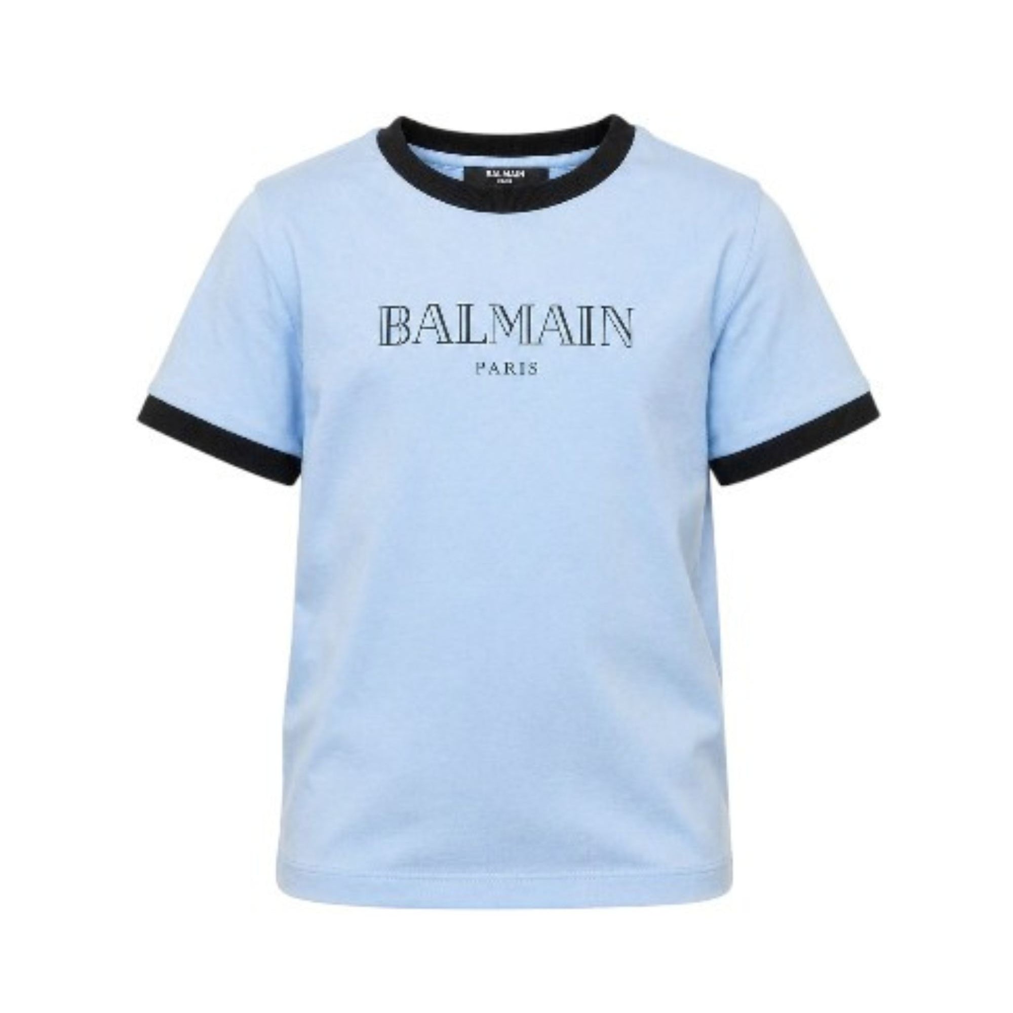 T-shirt per bambino Balmain Kids azzurra con stampa del logo sul davanti BY8P41 Z3672 652NE BALMAIN KIDS